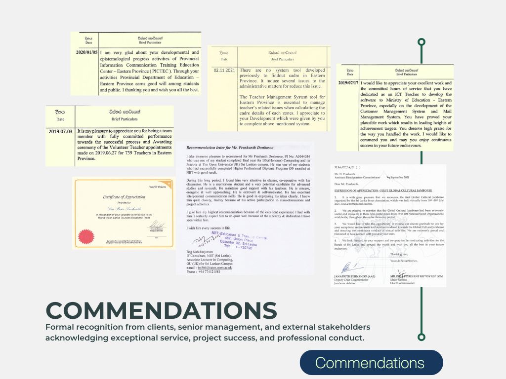 Commendations